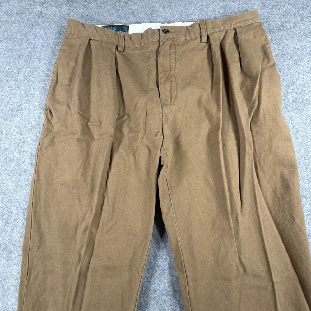 Vintage Polo Ralph Lauren Chino Pants Men's 36x32 Brown Ethan Pleated